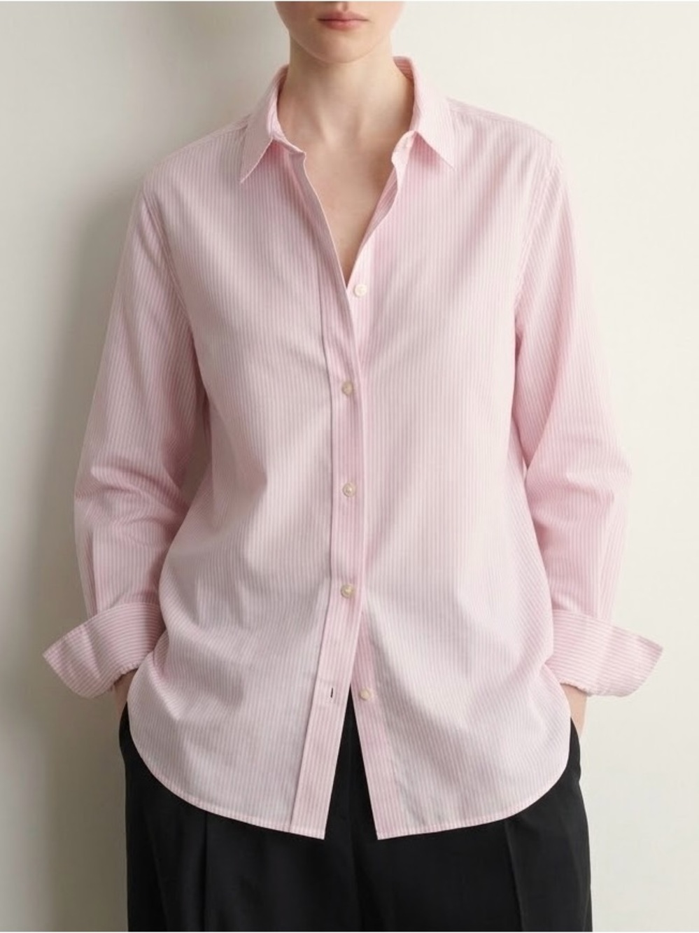 J.Jill oversized A-line pink white striped button-down tunic shirt Women’s M P